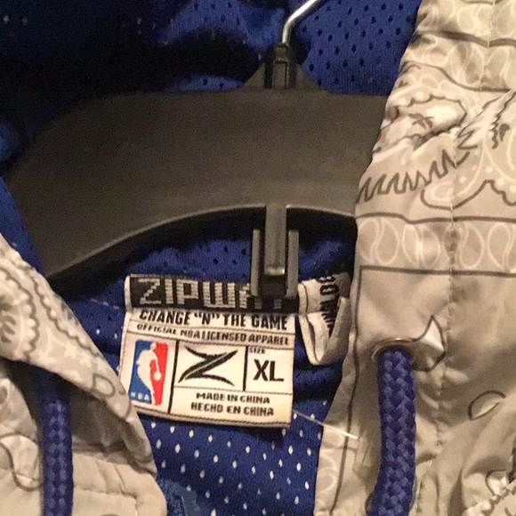 🆕 NBA TAG ZIPWAY NYK GRAY BANDANA PRINT JACKET 🆕🆕SIZE XL NEW YORK - Picture 2 of 15